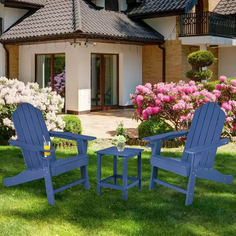 Costway 4PCS Patio Adirondack Chair Weather Resistant Garden Deck W/Cup Holder White\Black\Grey\Turquoise\Navy\Red