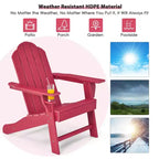Costway 4PCS Patio Adirondack Chair Weather Resistant Garden Deck W/Cup Holder White\Black\Grey\Turquoise\Navy\Red