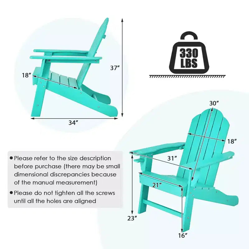 Costway 4PCS Patio Adirondack Chair Weather Resistant Garden Deck W/Cup Holder White\Black\Grey\Turquoise\Navy\Red