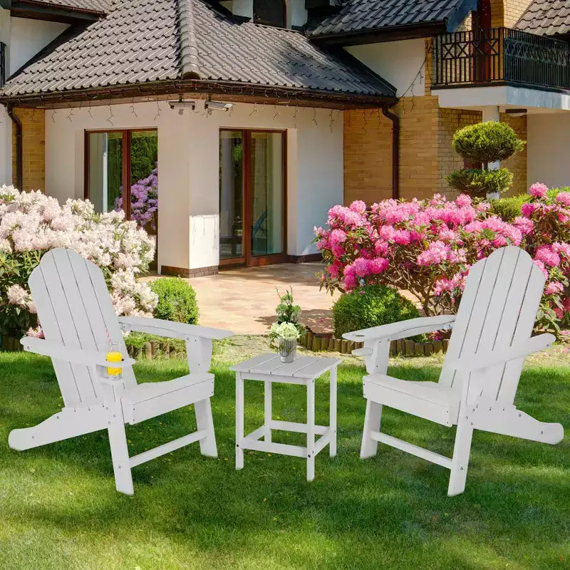 Costway 4PCS Patio Adirondack Chair Weather Resistant Garden Deck W/Cup Holder White\Black\Grey\Turquoise\Navy\Red