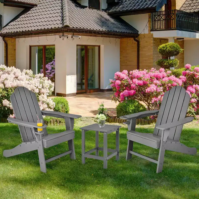Costway 4PCS Patio Adirondack Chair Weather Resistant Garden Deck W/Cup Holder White\Black\Grey\Turquoise\Navy\Red