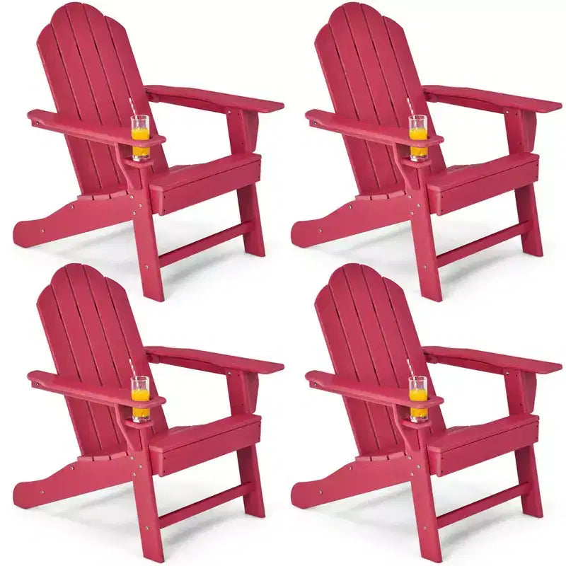 Costway 4 sedie Adirondack da patio resistenti alle intemperie con portabicchieri, colore bianco/nero/grigio/turchese/blu navy/rosso