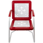 Northlight 35 Square Outdoor Retro Tulip Steel Armchair, Red and White