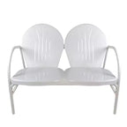 Northlight 47-Inch Outdoor Retro Tulip Steel Loveseat, White