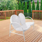 Divanetto Northlight a due posti da esterno, in acciaio, a tulipano, stile retrò, 119 cm, bianco