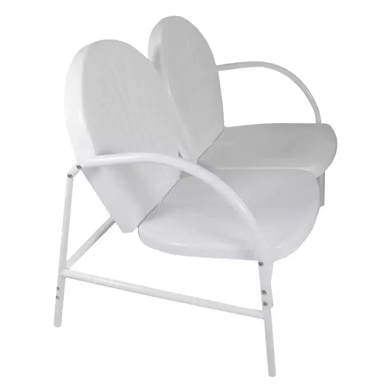 Divanetto Northlight a due posti da esterno, in acciaio, a tulipano, stile retrò, 119 cm, bianco