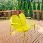 Northlight 47-Inch Outdoor Retro Tulip Steel Loveseat, Yellow
