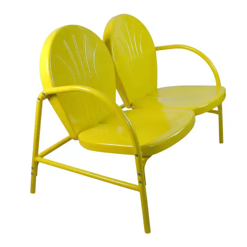 Northlight 47-Inch Outdoor Retro Tulip Steel Loveseat, Yellow