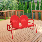 Northlight 2-Person Outdoor Retro Metal Tulip Double Glider Patio Chair, Red