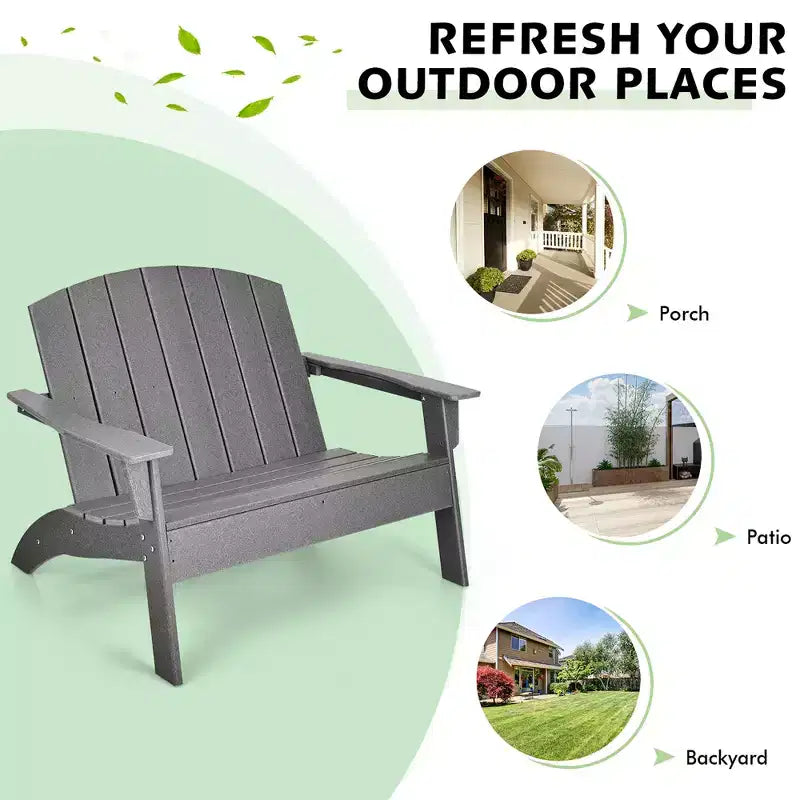 Costway 2 SEDIE da Giardino Adirondack Divanetto Panchina HDPE Resistente alle Intemperie Grigio