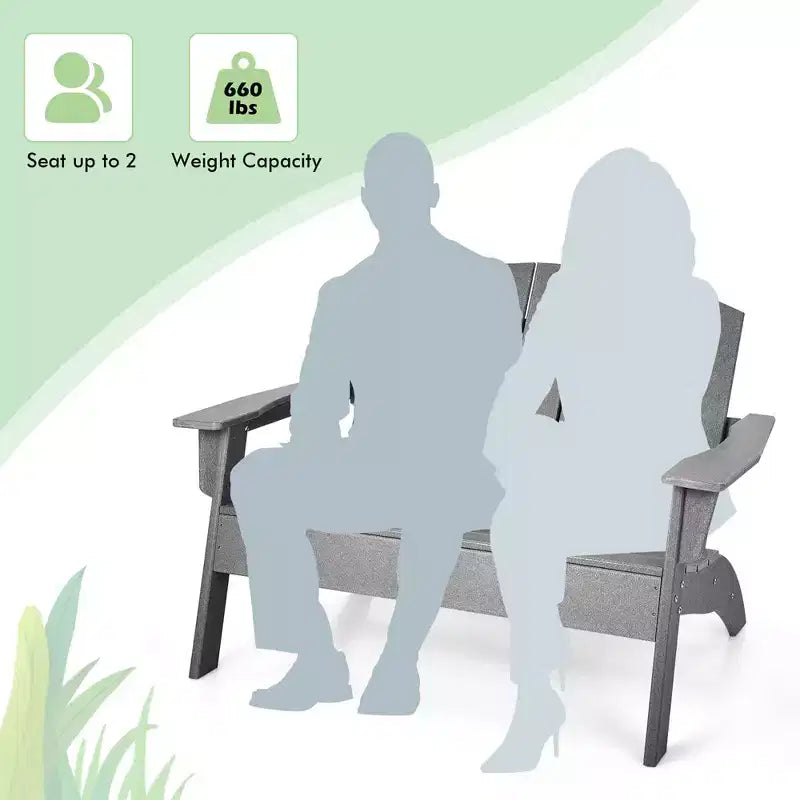 Costway 2 SEDIE da Giardino Adirondack Divanetto Panchina HDPE Resistente alle Intemperie Grigio