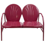 Northlight 42 Outdoor Retro Tulip Steel Loveseat, Mulberry
