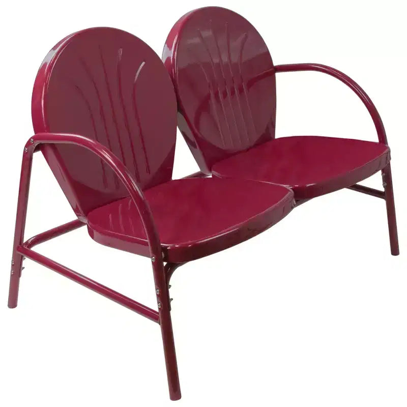 Northlight 42 Outdoor Retro Tulip Steel Loveseat, Mulberry