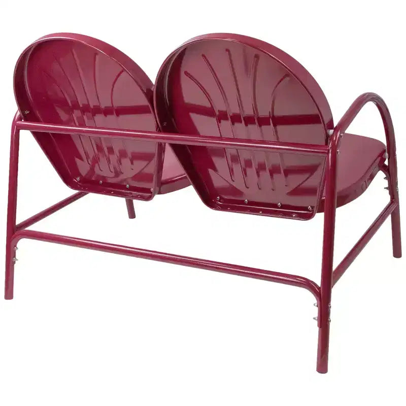 Northlight 42 Outdoor Retro Tulip Steel Loveseat, Mulberry