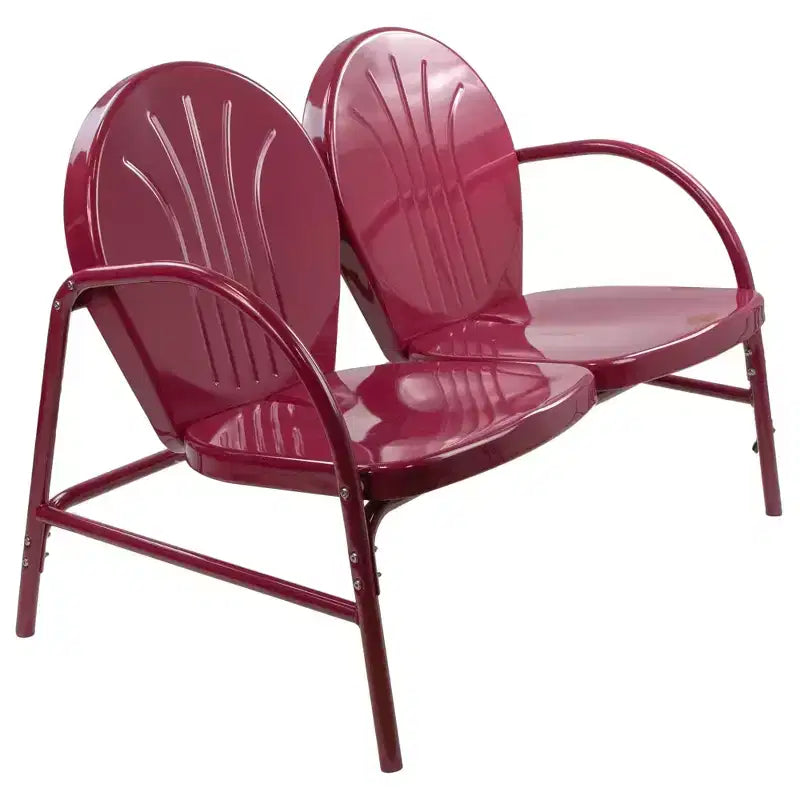 Northlight 42 Outdoor Retro Tulip Steel Loveseat, Mulberry