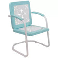 Northlight 35 Square Outdoor Retro Tulip Steel Armchair, Blue and White