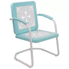 Northlight 35 Square Outdoor Retro Tulip Steel Armchair, Blue and White