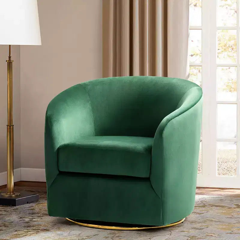 Poltrona Girevole Comoda Amarante in Velluto per Camera da Letto con Base in Metallo | Karat Home-TEAL