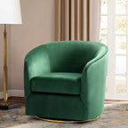 Poltrona Girevole Comoda Amarante in Velluto per Camera da Letto con Base in Metallo | Karat Home-TEAL