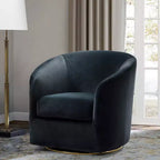 Poltrona Girevole Comoda Amarante in Velluto per Camera da Letto con Base in Metallo | Karat Home-TEAL