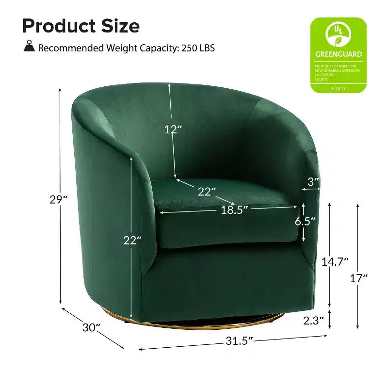 Poltrona Girevole Comoda Amarante in Velluto per Camera da Letto con Base in Metallo | Karat Home-TEAL