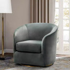Poltrona Girevole Comoda Amarante in Velluto per Camera da Letto con Base in Metallo | Karat Home-TEAL