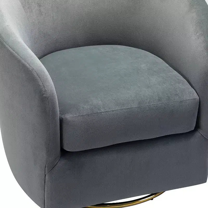 Poltrona Girevole Comoda Amarante in Velluto per Camera da Letto con Base in Metallo | Karat Home-TEAL