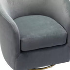 Poltrona Girevole Comoda Amarante in Velluto per Camera da Letto con Base in Metallo | Karat Home-TEAL
