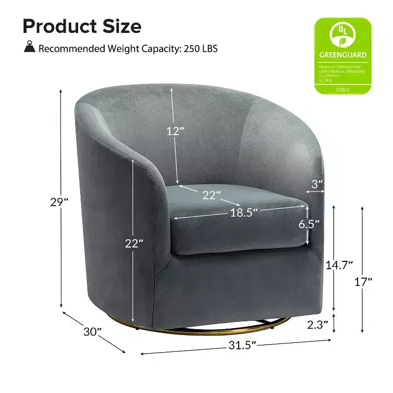 Poltrona Girevole Comoda Amarante in Velluto per Camera da Letto con Base in Metallo | Karat Home-TEAL