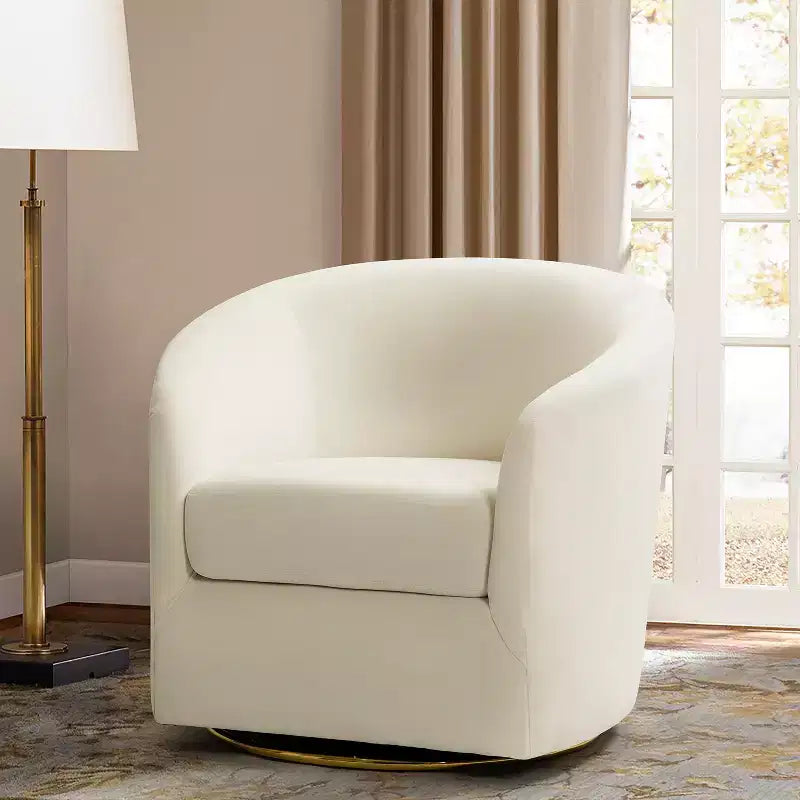 Poltrona Girevole Comoda Amarante in Velluto per Camera da Letto con Base in Metallo | Karat Home-TEAL
