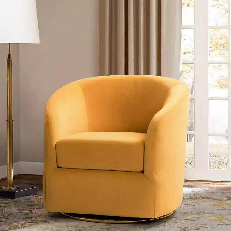 Poltrona Girevole Comoda Amarante in Velluto per Camera da Letto con Base in Metallo | Karat Home-TEAL