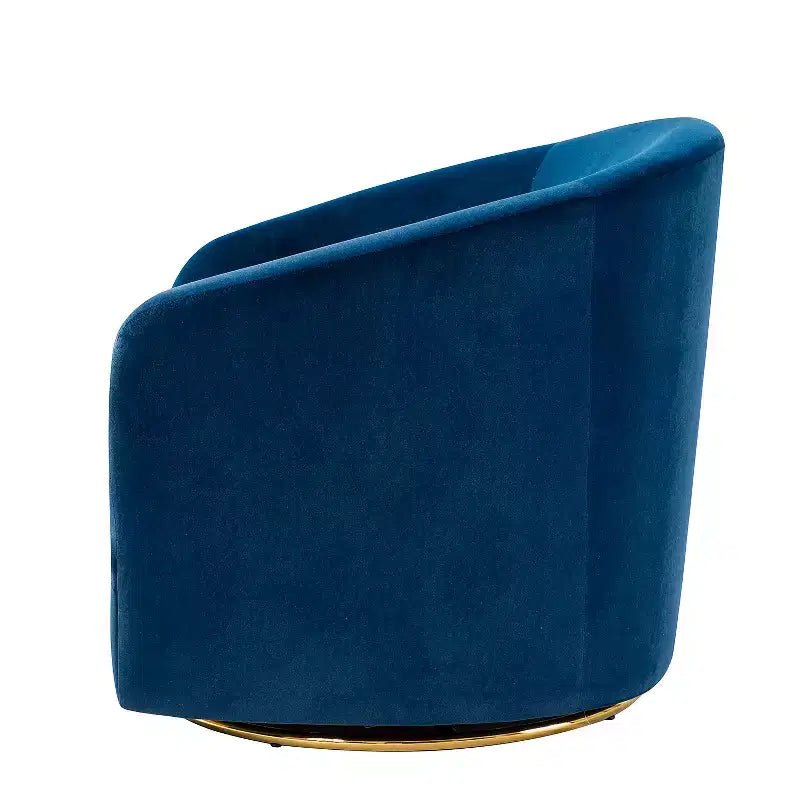 Poltrona Girevole Comoda Amarante in Velluto per Camera da Letto con Base in Metallo | Karat Home-TEAL
