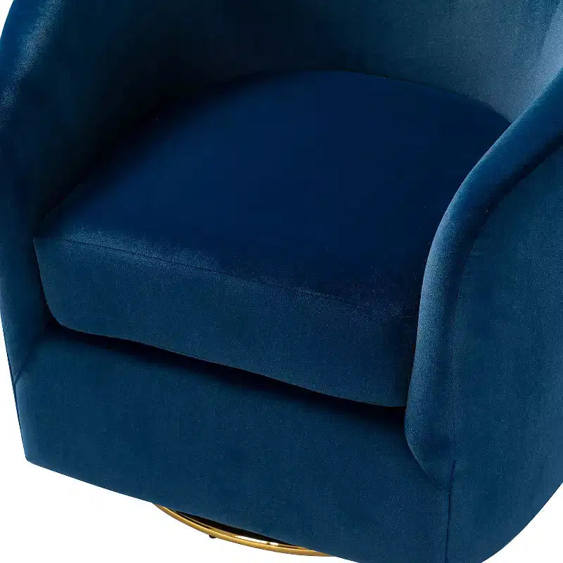 Poltrona Girevole Comoda Amarante in Velluto per Camera da Letto con Base in Metallo | Karat Home-TEAL