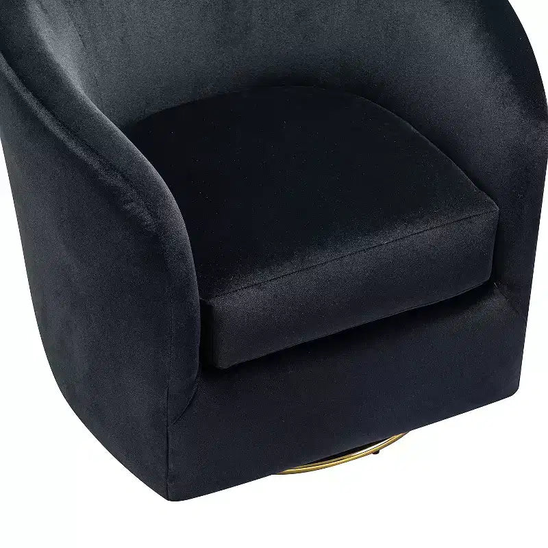 Poltrona Girevole Comoda Amarante in Velluto per Camera da Letto con Base in Metallo | Karat Home-TEAL