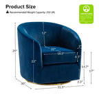 Poltrona Girevole Comoda Amarante in Velluto per Camera da Letto con Base in Metallo | Karat Home-TEAL