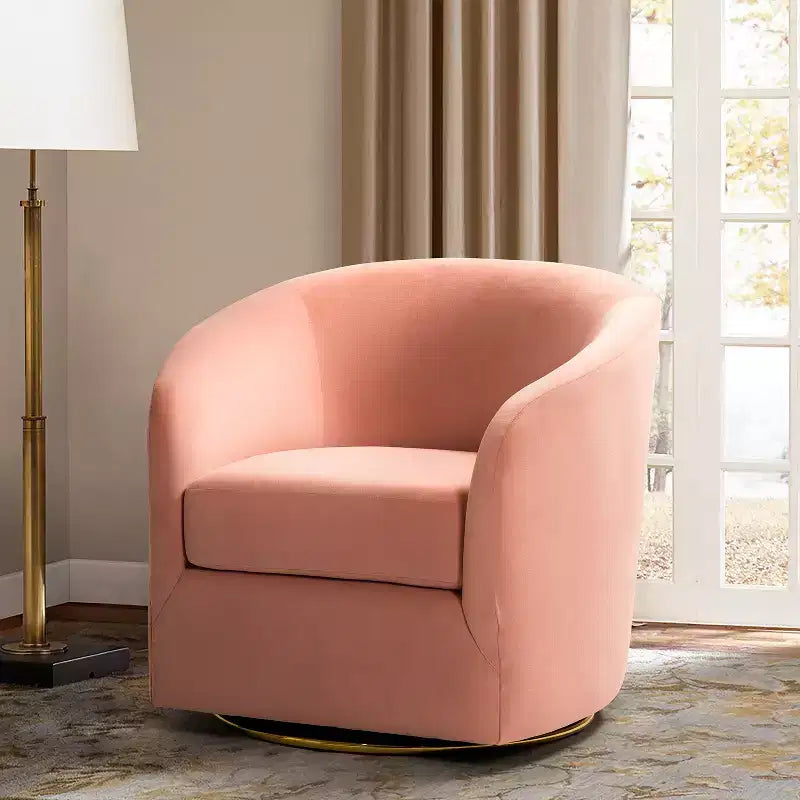 Poltrona Girevole Comoda Amarante in Velluto per Camera da Letto con Base in Metallo | Karat Home-TEAL