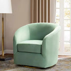 Poltrona Girevole Comoda Amarante in Velluto per Camera da Letto con Base in Metallo | Karat Home-TEAL