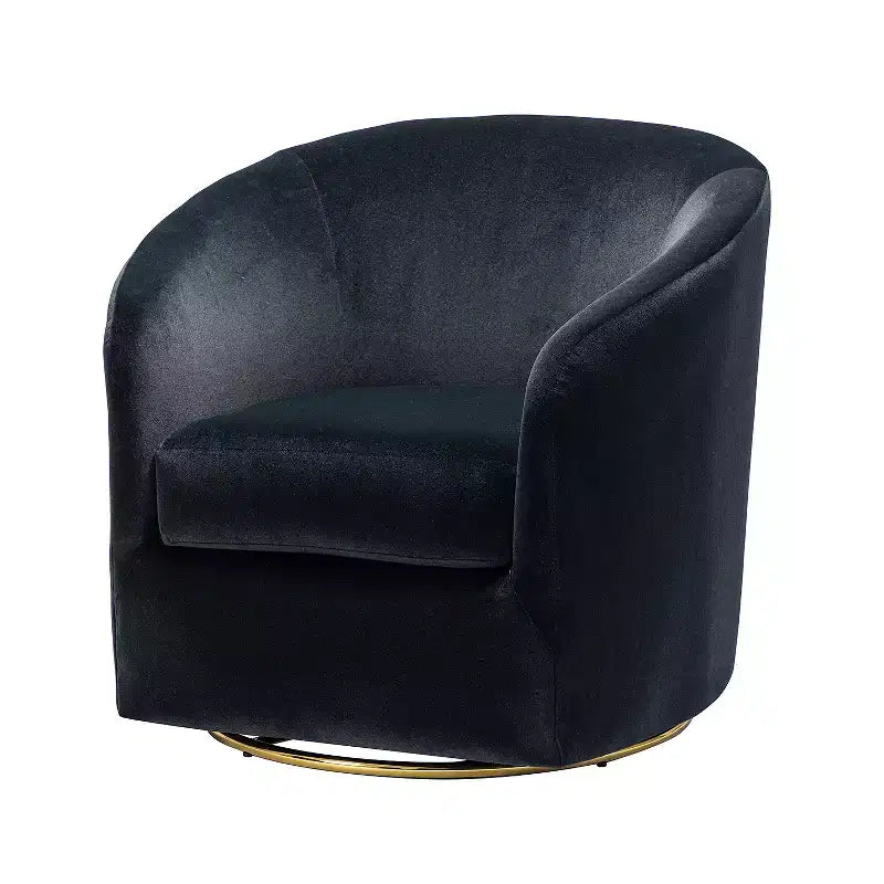 Poltrona Girevole Comoda Amarante in Velluto per Camera da Letto con Base in Metallo | Karat Home-TEAL