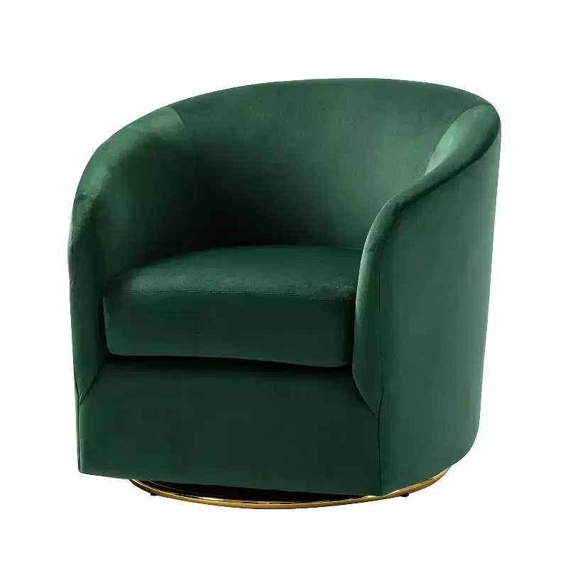 Poltrona Girevole Comoda Amarante in Velluto per Camera da Letto con Base in Metallo | Karat Home-TEAL