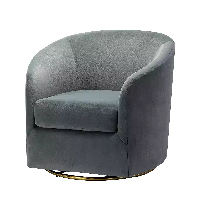 Poltrona Girevole Comoda Amarante in Velluto per Camera da Letto con Base in Metallo | Karat Home-TEAL