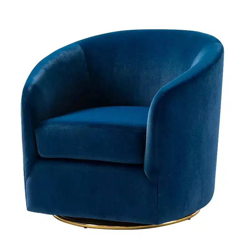 Poltrona Girevole Comoda Amarante in Velluto per Camera da Letto con Base in Metallo | Karat Home-TEAL