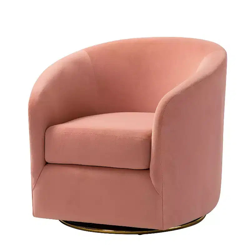 Poltrona Girevole Comoda Amarante in Velluto per Camera da Letto con Base in Metallo | Karat Home-TEAL