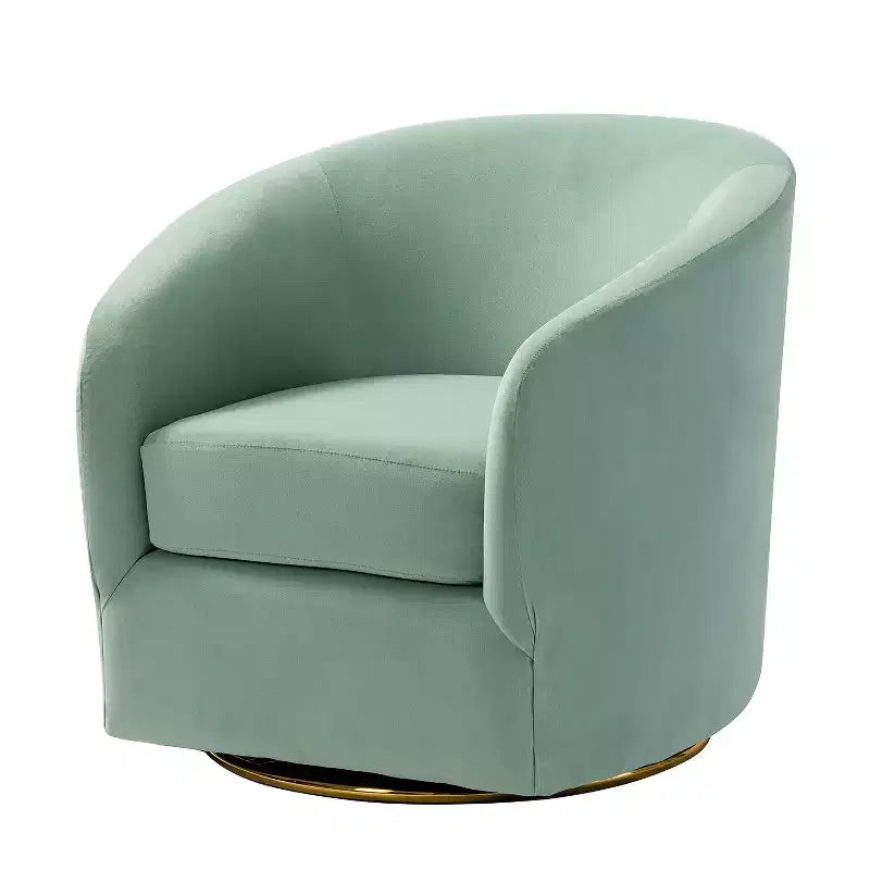 Poltrona Girevole Comoda Amarante in Velluto per Camera da Letto con Base in Metallo | Karat Home-TEAL