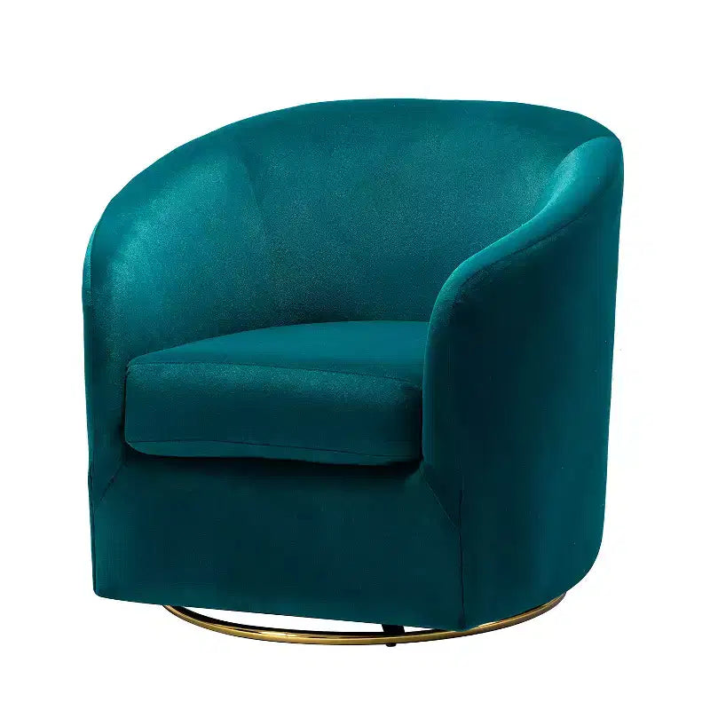 Poltrona Girevole Comoda Amarante in Velluto per Camera da Letto con Base in Metallo | Karat Home-TEAL