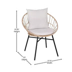 Set di 2 sedie da patio Merrick Lane in finto rattan intrecciato, stile Papasan, per interni ed esterni, con cuscini per seduta e schienale