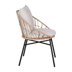 Set di 2 sedie da patio Merrick Lane in finto rattan intrecciato, stile Papasan, per interni ed esterni, con cuscini per seduta e schienale