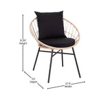 Set di 2 sedie da patio Merrick Lane in finto rattan intrecciato, stile Papasan, per interni ed esterni, con cuscini per seduta e schienale