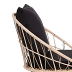 Set di 2 sedie da patio Merrick Lane in finto rattan intrecciato, stile Papasan, per interni ed esterni, con cuscini per seduta e schienale