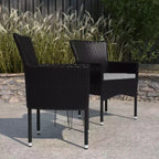 Sedie da giardino Merrick Lane con struttura in acciaio verniciato a polvere rivestita in vimini resistente allo sbiadimento e alle intemperie e cuscini - Set da 2