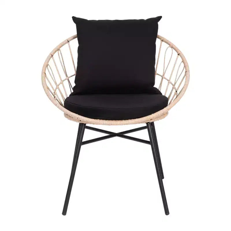 Flash Furniture Devon Set di 2 Sedie da Patio Moderne in Corda di Rattan Stile Papasan per Interni/Esterni, Rattan PE con Cuscini